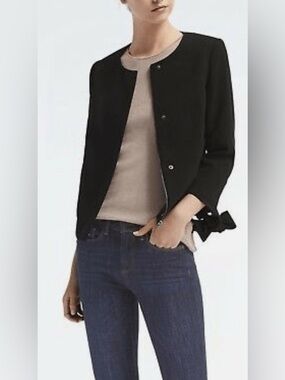 Banana Republic Black Collarless Ponte Blazer
